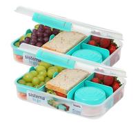 Sistema TO GO Bento Box Create | 1.48 L | School Lunch Boxes With Compartments & Snack Pot | BPA-Free | 2 Count | Minty Teal