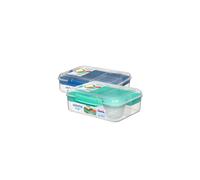 Sistema TO GO Bento Box Cubes | 1.65 L | School Lunch Boxes With Compartments & Snack Pots | BPA-Free | 2 Count | Minty Teal & Ocean Blue