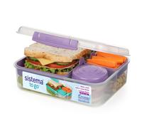 Sistema TO GO Bento Lunch | 1.65 L | School Lunch Box With Compartments & Snack Pot | BPA-Free | 1 Count | Misty Purple