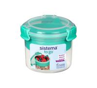 Sistema To Go Breakfast Bowl 530Ml - Turquoise Removable Tray & Clip Spoon, Dual-Compartment, Bpa-Free