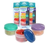 Sistema TO GO Mini Bites Snack Pots | 130 ml | Stackable Snack Boxes for Kids Travel | Food Containers with Lids | 9 Count
