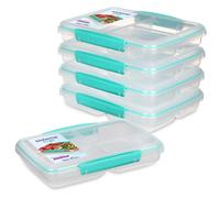 Sistema TO GO Multi Split Meal & Food Prep Containers | 820ml | School Lunch Boxes with Dividers & Clips | BPA-Free | 5 Count