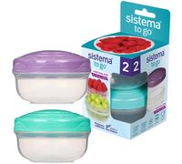 Sistema TO GO PortionPod Food Storage Containers, Small Snack Pots, BPA - Free, Assorted Colours, 2 x 210 ml