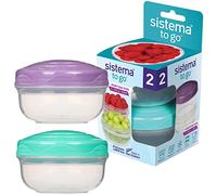 Sistema TO GO PortionPod Food Storage Containers, 210 ml, Small Snack Pots, BPA - Free, Assorted Colours, 2 Count