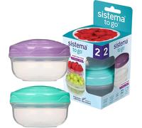 Sistema TO GO PortionPod Food Storage Containers, 210 ml, Small Snack Pots, BPA - Free, Assorted Colours, 2 Count