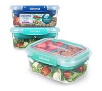 Sistema TO GO Stax Leakproof Food Storage Containers | 1 L | Airtight & Stackable Meal Prep Containers with Lids | Adult Lunch Boxes for OfficeSchool & More | BPA-Free | 3 Count