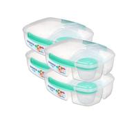 Sistema Triple Split To Go 2L (67.6 Oz) Lunch Box - 4-Pack, Turquoise, 3-Compartment With 150Ml Yogurt Pot, Leak-Proof, Bpa-Free