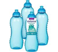 Sistema Twist 'n' Sip Squeeze Sports Water Bottles | Leakproof Water Bottles | 460 ml | BPA-Free | Recyclable with TerraCycle® | Blue | 4 Count