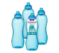Sistema Twist 'n' Sip Squeeze Sports Water Bottles Leakproof Water Bottles 460 ml BPA-Free Recyclable with TerraCycle® Blue 4 Count