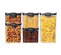 Sistema Ultra Square Tritan Airtight Pantry Storage Containers | Assorted Capacity Food Storage Solution | Stackable | Locking Clips | BPA-Free | Clear with Black Accents | 5 Count