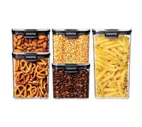 Sistema Ultra Square Airtight Pantry Storage Containers | Assorted Capacity Food Storage Solution | Stackable | Locking Clips | BPA-Free | Clear with