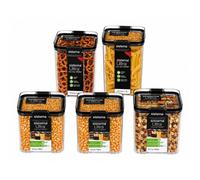 Sistema Ultra Square Food Storage Container Set (5 Pack) - 460Ml, 2 X 700Ml, 920Ml & 1.3L, Airtight & Stackable