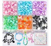 Sistenia 480PCS Assorted Acrylic Beads for Bracelet Making Kit with String
