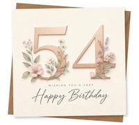 Sister 18th Birthday Card, 54th Birthday Card for Her - Floral Number Design with Wishing You a Very Happy Message
