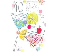 Sister 40 40th Today Cocktail Glasses Happy Birthday Card Lovely Verse