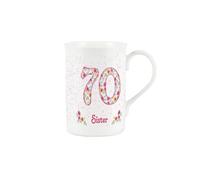Sister 70th Birthday Mug - Pink Floral Bone China Tea/Coffee Cup Gifts