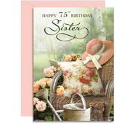 Sister 75th Lazy Day Birthday Card - Medium Sized Card (A5 Size -148mm x 210mm) with Envelope