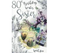 SISTER 80TH BIRTHDAY CARD. DRESSING TABLE. 9 X 6 INCHES.