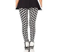Sister Amy Girl Geometric Printed Ankle Elastic Tights Leggings, Diamond Lattice, Large