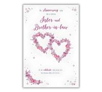 Sister and Brother-in-Law Anniversary Card - Special Finishes - Floral Love Heart Design - Illustrated Insert Leaf - Made in the UK