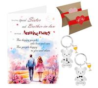 Sister and Brother in Law Anniversary Card, Wedding Anniversary Card, Happy Anniversary Cards Keyring Gifts for Couple with Envelope Gift Box (Sister & Brother in Law)