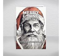 Sister and Brother-in-Law Christmas Card - Rude Santa Design, Funny, A5 | A hilariously grumpy Santa illustration design