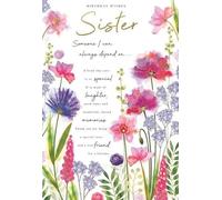 Sister Birthday Card - 19x13cm - Floral Design with Full Verse - Colourful Flowers & Meaningful Message - Greeting Card with Envelope