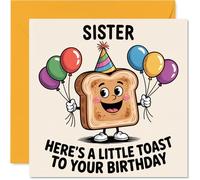 Sister Birthday Card - A Little Toast To You - Happy Birthday Card for Sister from Brother Sibling, 145mm A Little Toast To You Bday Greeting Cards