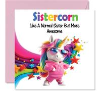 Sister Birthday Card - Awesome Sistercorn - Happy Birthday Card for Sister from Brother Sibling, 145mm Unicorn Bday Greeting Cards