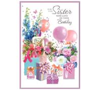 Sister Birthday Card - Flowers Female Ladies Her Adult - Size: 7.5" x 5.25" (C)