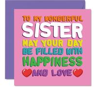 Sister Birthday Card - Happiness And Love - Happy Birthday Card for Sister from Brother Sibling, 145mm Happiness And Love Bday Greeting Cards