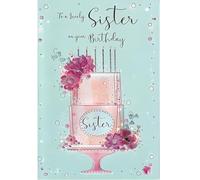 Sister Birthday Card - Lovely Sister - Floral Design - Special Finishes and Illustrated Insert Leaf - Made in the UK - Eco-Friendly