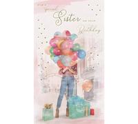 Sister Birthday Card - Special Sister - Artistic Feminine Design - Special Finishes and Illustrated Insert Leaf - Made in the UK