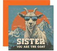 Sister Birthday Card - You Are The Goat - Happy Birthday Card for Sister from Brother Sibling, 145mm Funny Animal Bday Greeting Cards