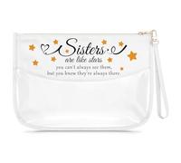 Sister Birthday Gift Ideas Clear Makeup Bag Long Distance Relationship Gifts Cosmetic Bag Present for Sister Best Friends Bestie Graduation Friendship Christmas Travel Pouch
