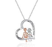 Sister Birthday Gifts for Her from Sister | 925 Sterling Silver Chain Heart Cubic Zirconia CZ Sister Pendant Necklaces | Big Little Sis Friendship Gifts Jewellery for Women Girls Friends Ladies