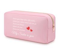 Sister Birthday Gifts from Sister Oxford Cloth Cosmetic Bag Friendship Gift for Bestie Friend Sister BFF Birthday Gift Inspirational Quote Sister to Sister Gift Double Side Printed Cosmetic Pouch