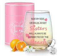 Sister Birthday Gifts Stemless Wine Glass Christmas Birthday Sisters Gifts for Women Personalised Gift for Sisters From Sister Brother Friendship Women Gift Bestie Best Friend Present Drinking Glass