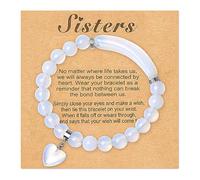 Sister Bracelet Gifts Natural Stone Heart Bracelet for Sister Birthday Gift Crystals Beads Bracelet for Teen Girl Gifts Trendy Stuff, Zinc, no gemstone