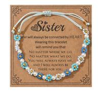 Sister Bracelets With Meaningful Card Bohemian Colorful Beaded Sunflower Charm Bracelet for Sister Bestie Best Friend Friendship Jewelry Birthday Gifts, M, Resin, no gemstone