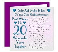 Sister & Brother In Law 20th Wedding Anniversary Card - On Your China Anniversary - 20 Years - Sentimental Verse