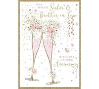 SISTER & BROTHER-IN-LAW Anniversary card Pizazz Range Elegant gold Flitter finish