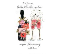 Sister & Brother-in-Law Anniversary Greeting Card Hand-Finished Champagne Range Cards JGS628