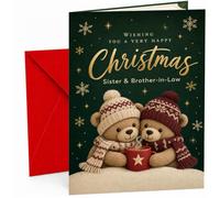 Sister & Brother-in-Law Christmas Card, Teddy Bears Cocoa Mug | Large A5 Card with Printed Christmas Verse; Teddy Bears Cocoa Mug for Sister & Brother-in-Law Christmas