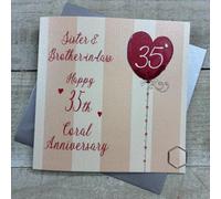 Sister & Brother-In-Law Coral 35th Wedding Anniversary Card