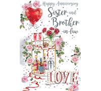 Sister & Brother In Law Drinks Table 9" x 6" Happy Anniversary Card