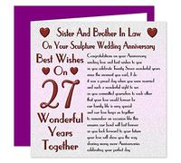 Sister & Brother In Law On Your 27th Sculpture Wedding Anniversary Card - 27 Years - Sentimental Verse