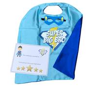 Sister/Brother Superhero Cape & Mask - New Sibling Gift - Super Big Sis & Super Big Bro (Blue & Yellow)