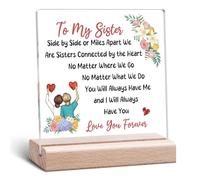 Sister Christmas Desk Sign Decor Sisters Long Distance Going Away Gift for Friend Besties Gift for Women Acrylic Plaque Sister Birthday Gifts from Sisters Graduation Gifts for Women Girls