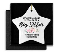 Sister Christmas Ornament Gift from Sister, It Takes Someone Special to Be A Big Sister, Birthday Keepsake Christmas Ornament Gift for Sister Bestie, Christmas Tree Star Shape Ceramic Ornament Decor
